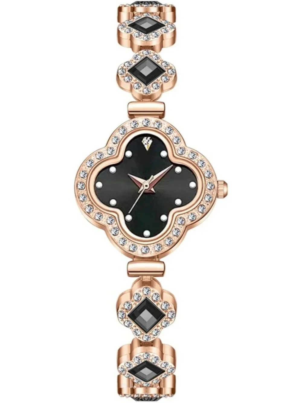 Women's Black Diamond Bracelet Fashion Dress Quartz Luxury Elegant Wrist Watch
